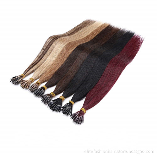 High quality Nano Ring Hair Extensions Real Human Pre Bonded Nano Rings Hair Extension straight 12 to 30 Inch Nano tip Hair